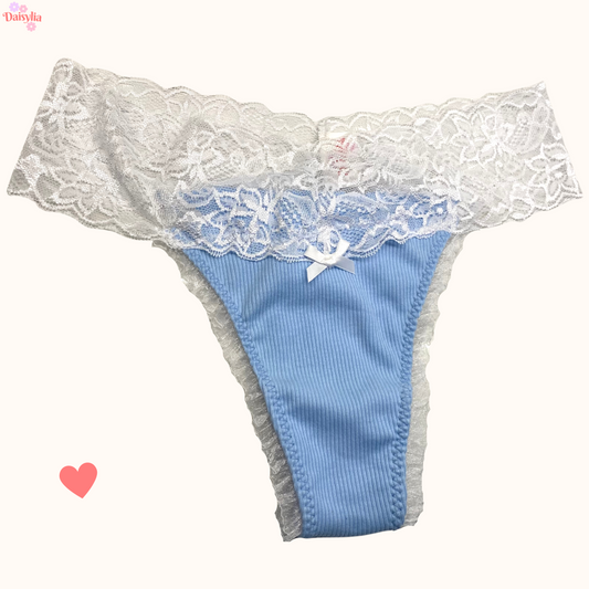 Blue Ribbed Frill - Lillie Knickers