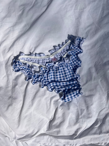 Blue Gingham - Ruffle Thong