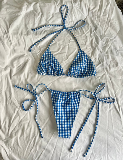 Blue Gingham - Tied Bottoms