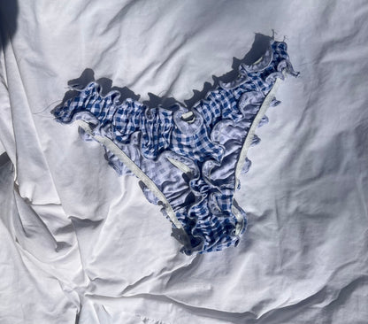 Blue Gingham - Ruffle Thong