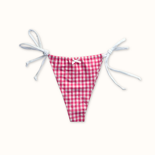 Pink Gingham - Tied Bikini Bottoms