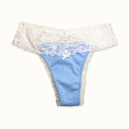 Blue Ribbed Frill - Lillie Knickers