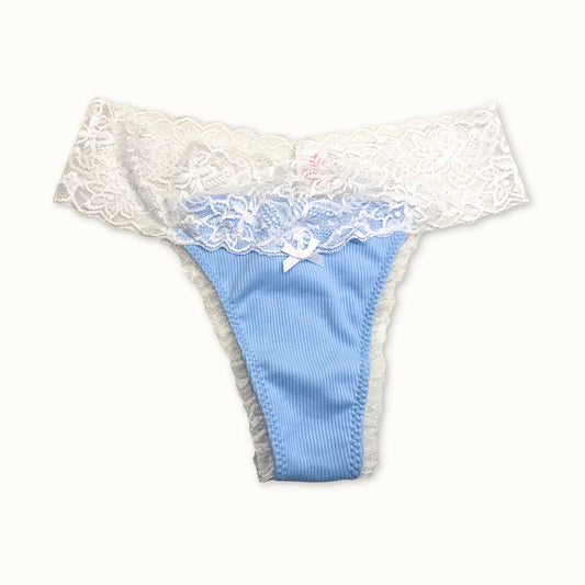 Blue Ribbed Frill - Lillie Knickers