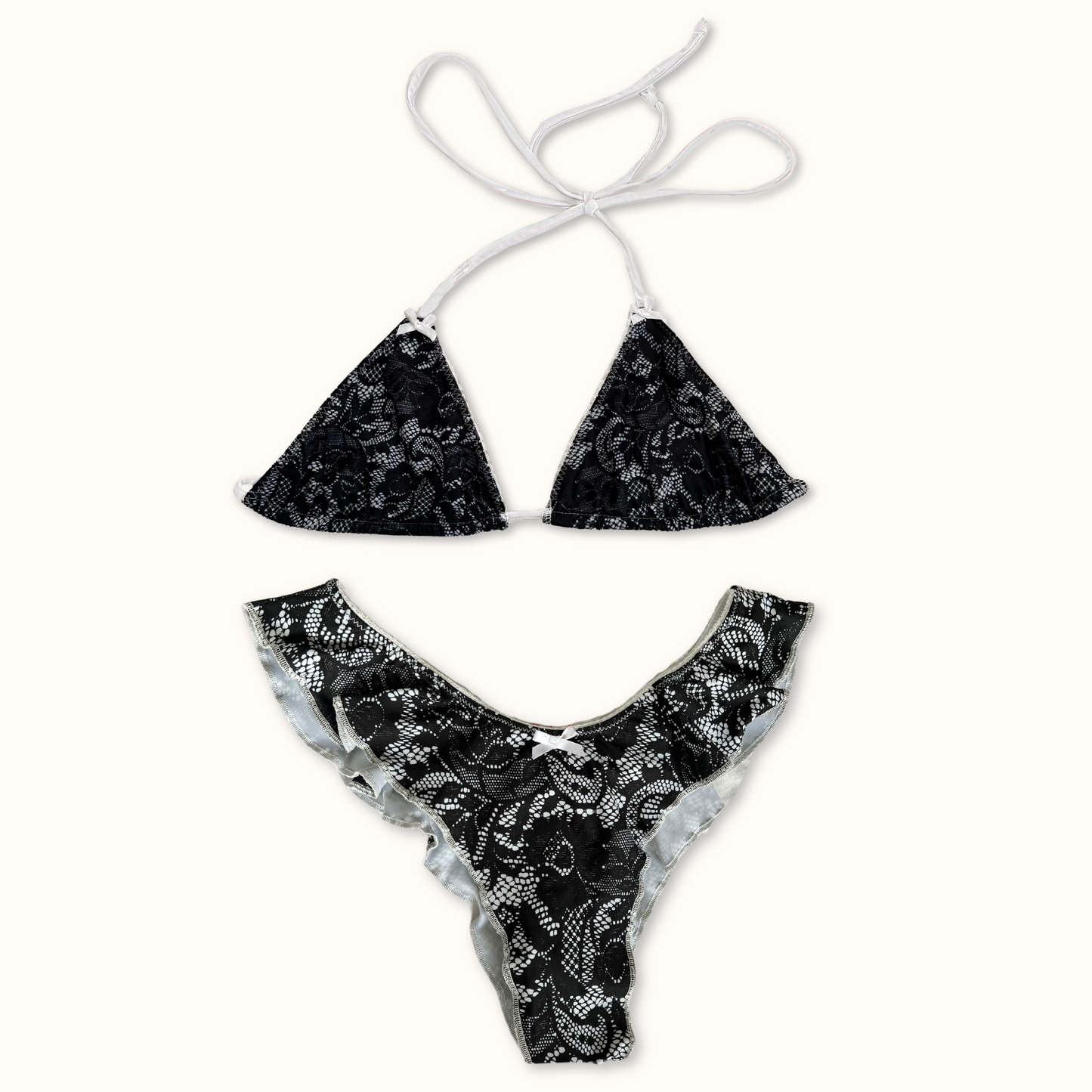 The Onyx Lace Bikini - Top and Frill Bottoms