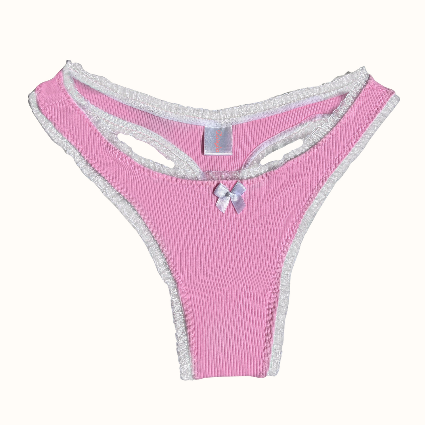 Pink Rib Frill - Ivie Thong